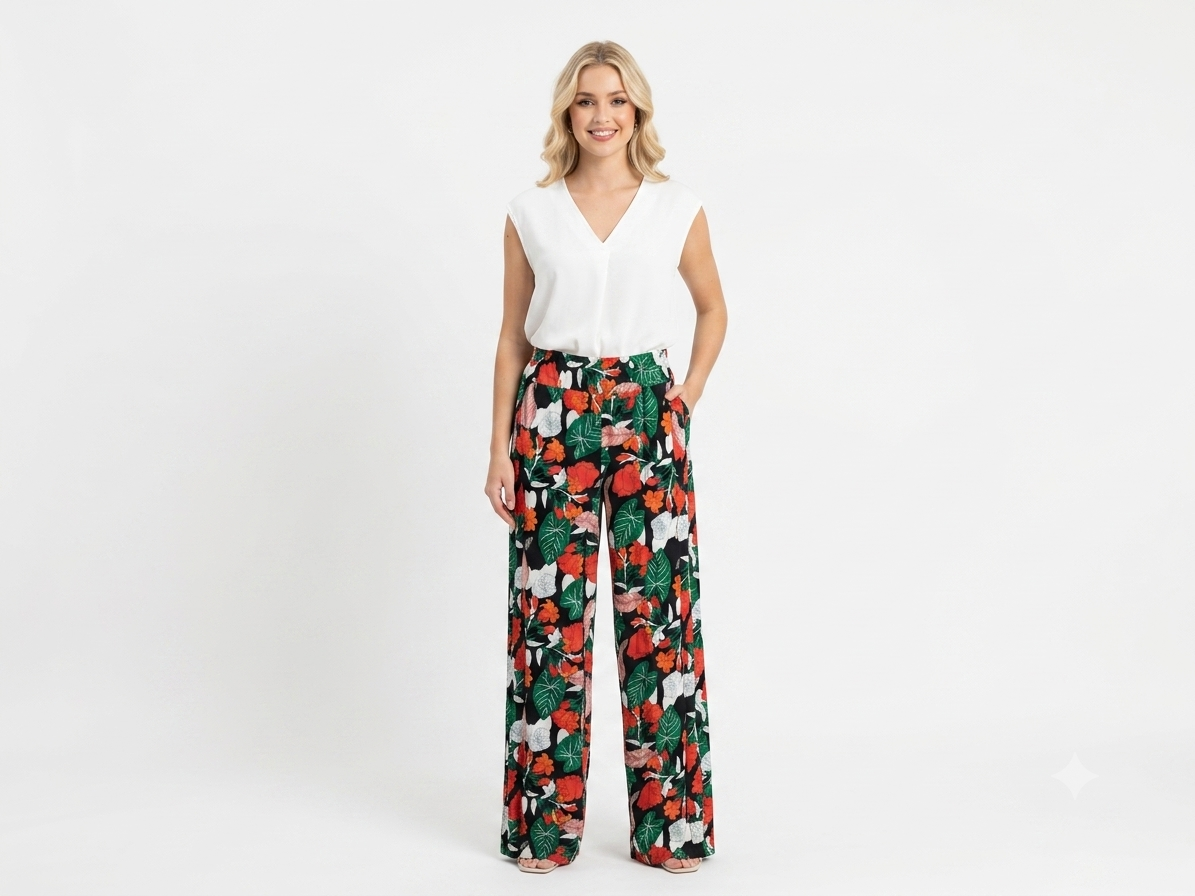 FLORAL WIDE-LEG
